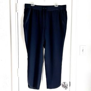 Loft Black Tapered Elastic Drawstring Waist Tuxedo Pants NWT Womens Size 12